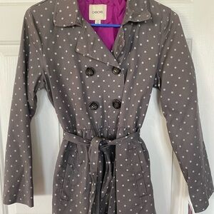 Girls Stylish Gray Polka Dot Trench Coat
